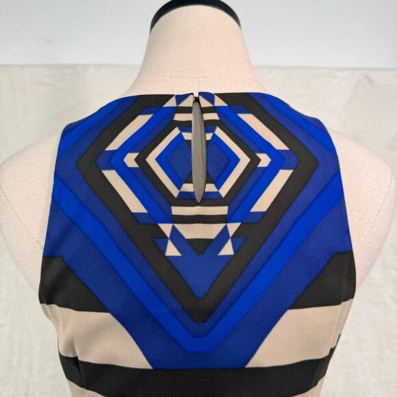 Mara Hoffman Keeper Midi Dress Blue Geometric Sheath Beach Resort Vacay Size 4 - Picture 5 of 11